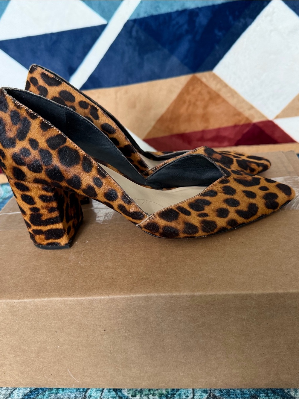 1. State Leopard Print Block Heel Pumps - Brown and Black
